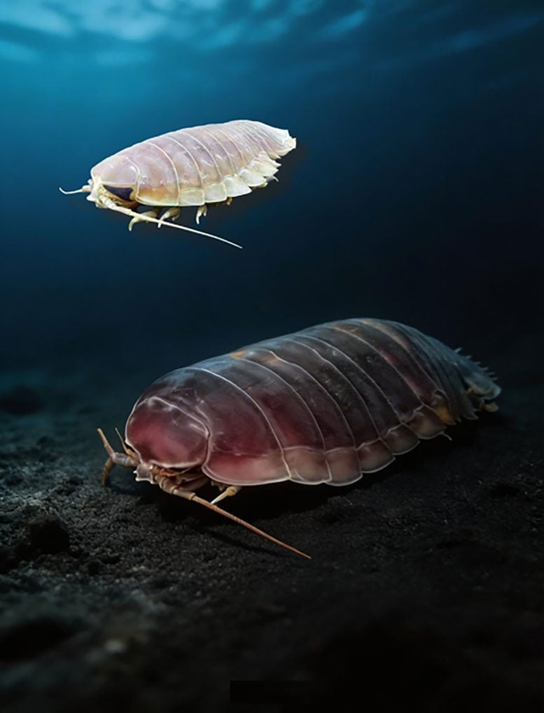 Simulated Image of Deep Sea Isopods and Their Living Environment