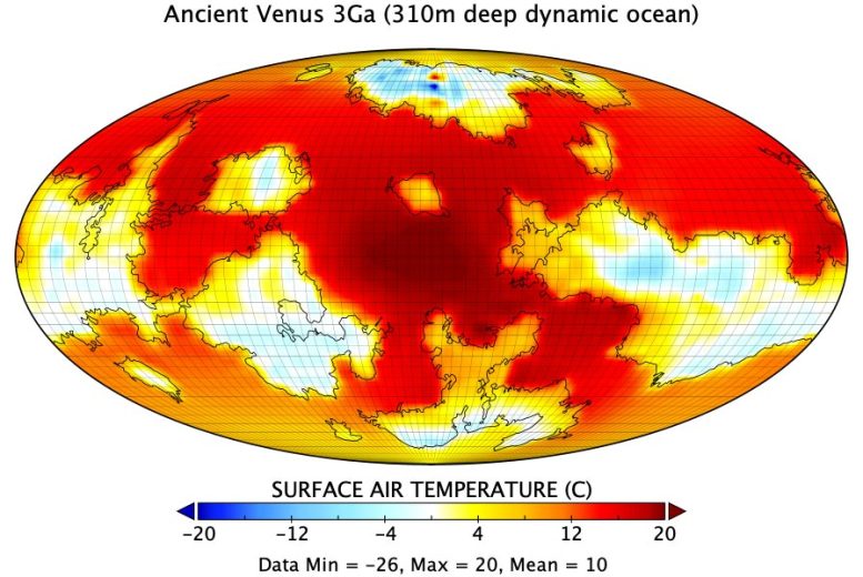 Simulated Surface Temperature of Venus Three Billion Years Ago