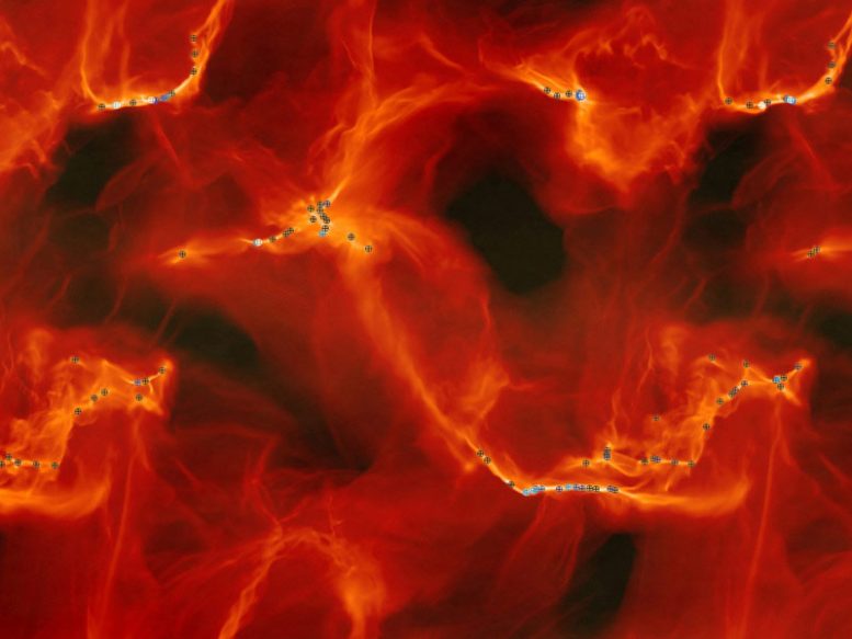 Simulation Shows Star Formation in a Turbulent Gas Cloud