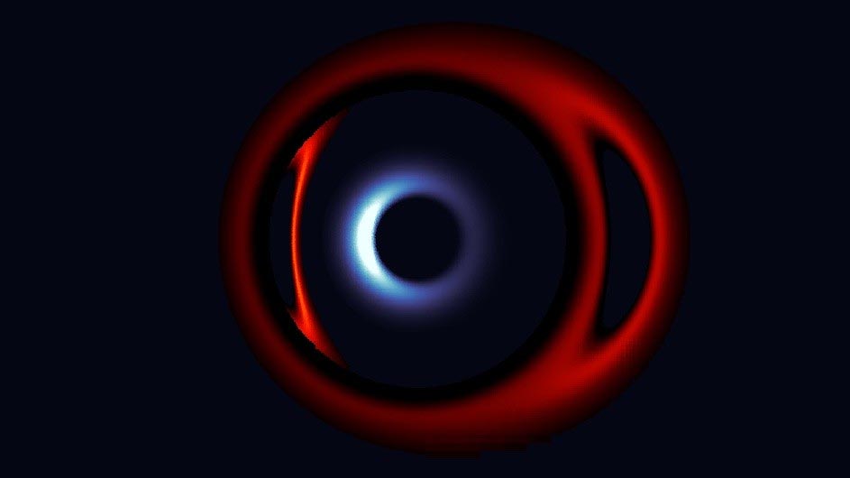 충돌 과정에서 두 초거대질량 블랙홀의 축소된 ‘그림자’