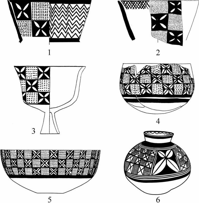 Resimli Altı Halafian Çömlek Kabı