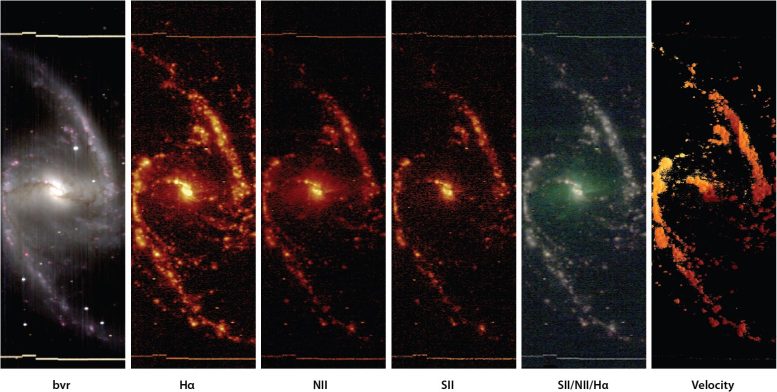 Six Views of Spiral Galaxy NGC 1365