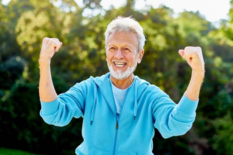 Smiling Senior Man Strength Fitness Exercise
