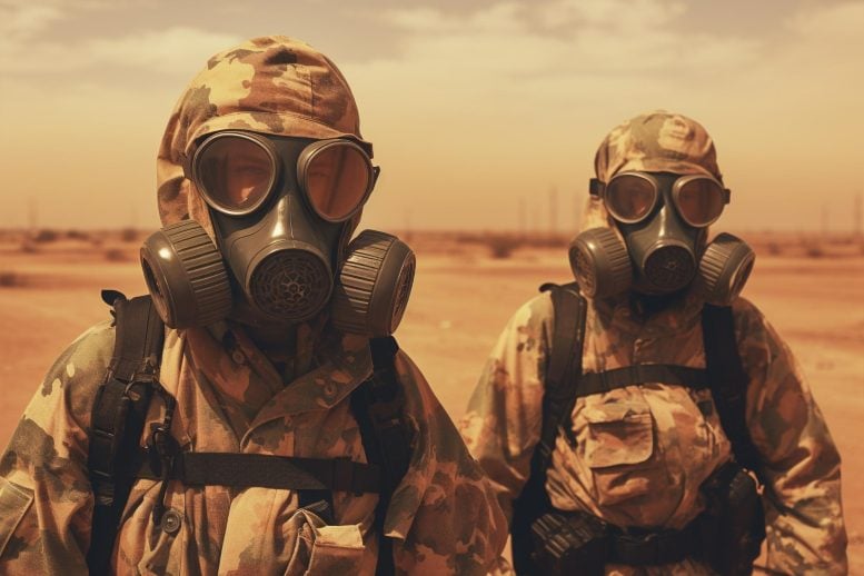 Soldiers Gas Masks Art Concept