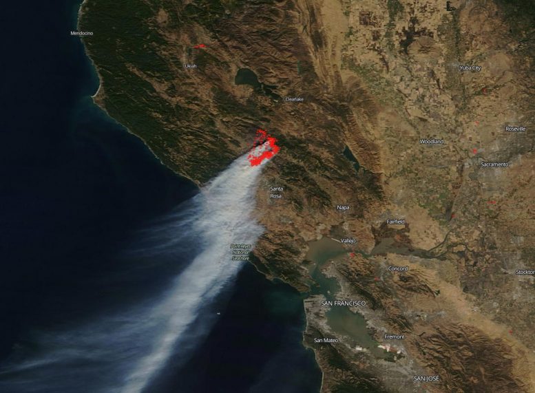 Sonoma County California Kincaid Fire Satellite Image
