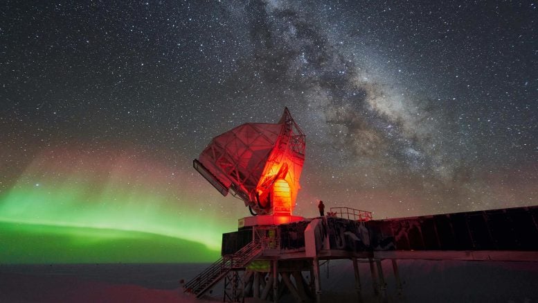South Pole Telescope at Night