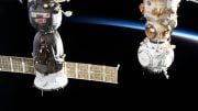 Soyuz MS-19 Crew Ship and Prichal Docking Module ISS Orbital Sunset