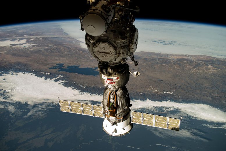 Soyuz MS-25 Crew Ship Above South America