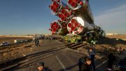 Soyuz Rolls to the Pad for Launch to the Space Station