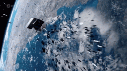 Space Debris Hitting Satellite