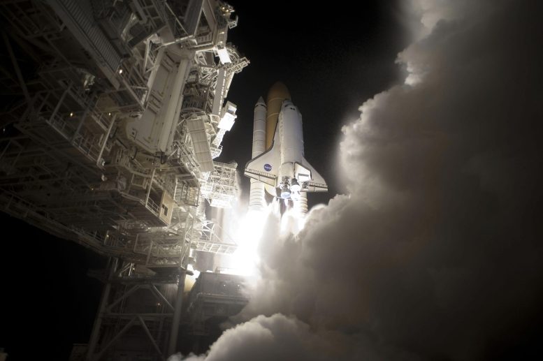 Space Shuttle Discovery Lifts Off
