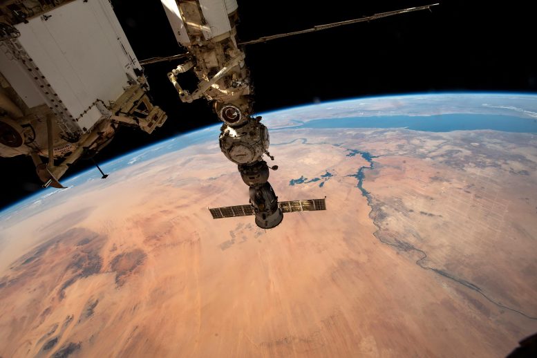 Space Station Orbits Above Northwest Sudan