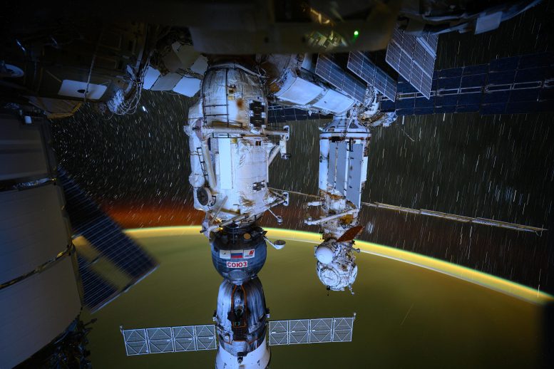 Space Station Roscosmos Segment Star Trails Earth&rsquo;s Atmospheric Glow
