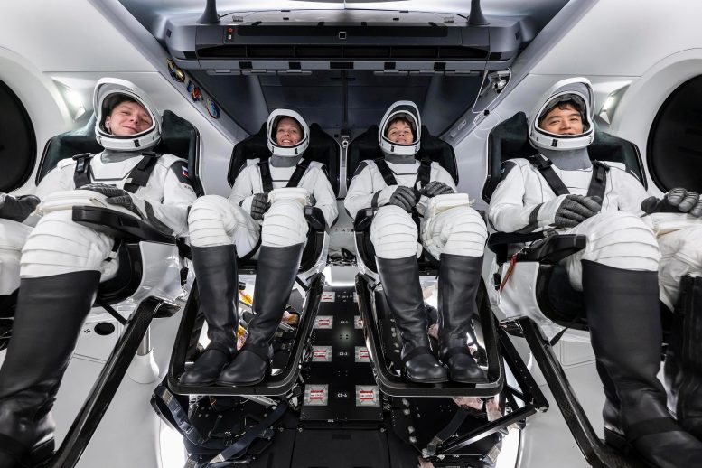 SpaceX Crew-10 Pose Inside Dragon Spacecraft