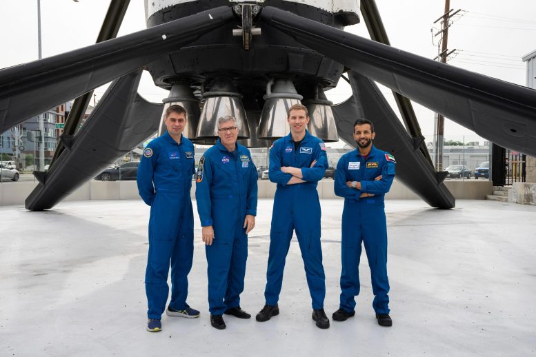 SpaceX Crew-6 Members Underneath Falcon 9 Rocket Booster