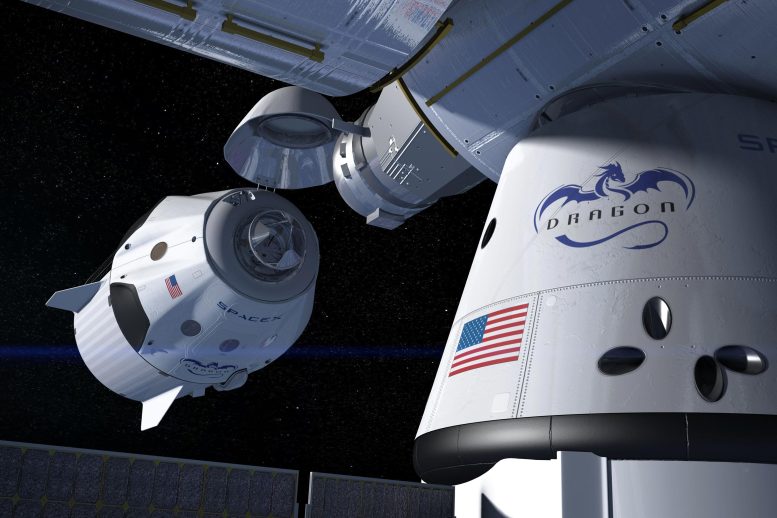 SpaceX Crew Dragon atracando na Estação Espacial Internacional