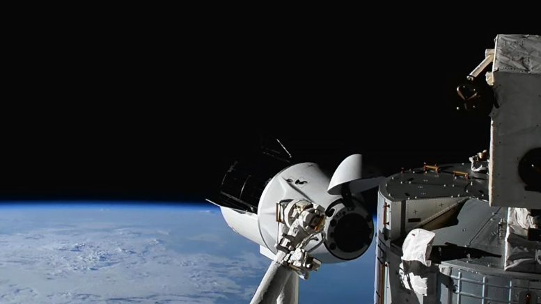 SpaceX Crew Dragon Spacecraft Approaches Forward Port Harmony Module
