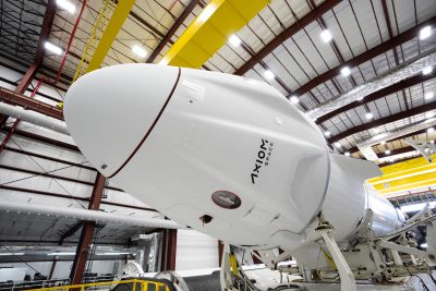SpaceX Crew Dragon and Falcon 9 in Hanger Before Rollout