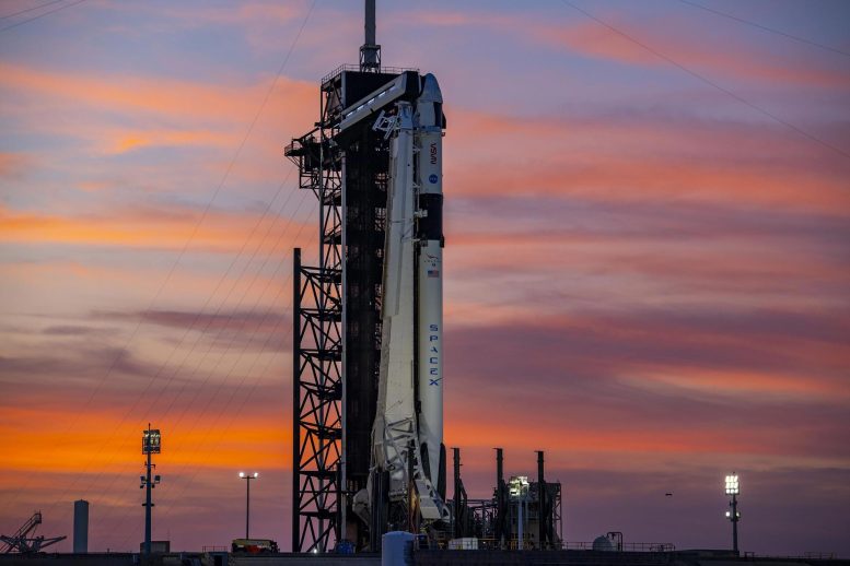 SpaceX Falcon 9 Rocket at Sunset