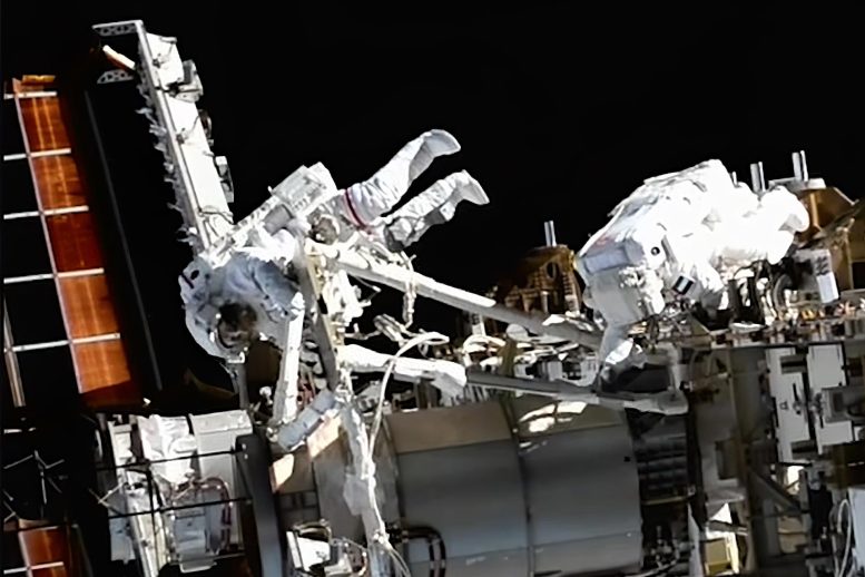 Spacewalk Space Station Power Upgrades