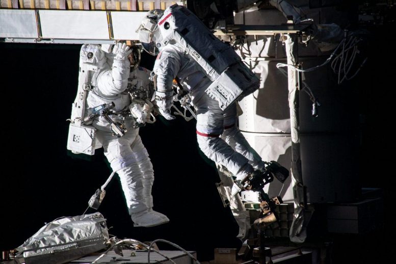Spacewalking Astronauts Shane Kimbrough and Thomas Pesquet