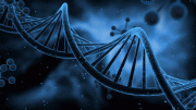 Spinning DNA Blue