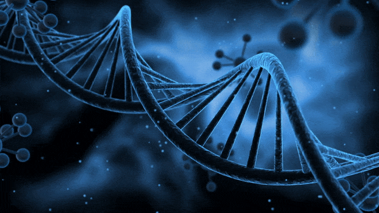 Spinning DNA Blue