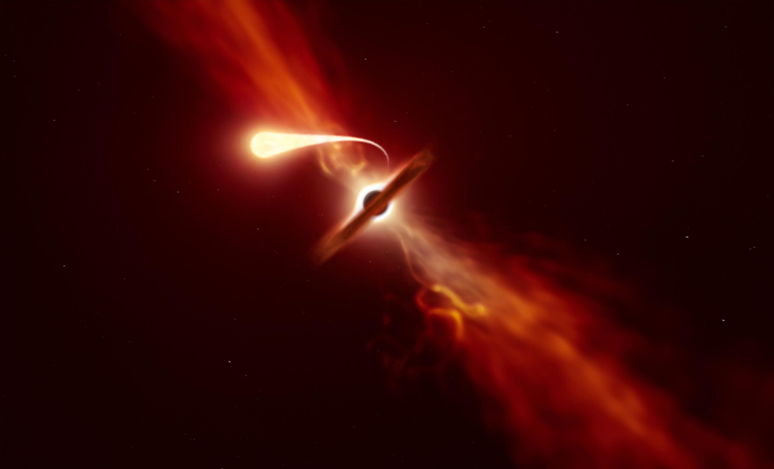Süper kütleli kara delik, dev yıldızı “korkunç” enerjiyle parçalıyor