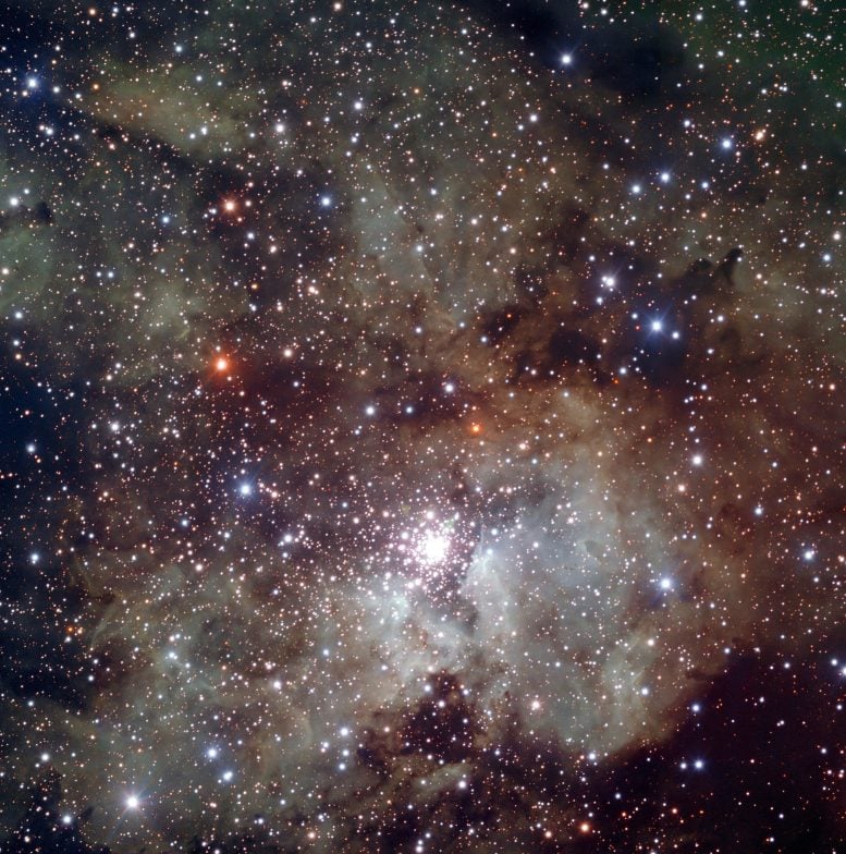 Star Cluster NGC 3603 Surrounded by Nebula