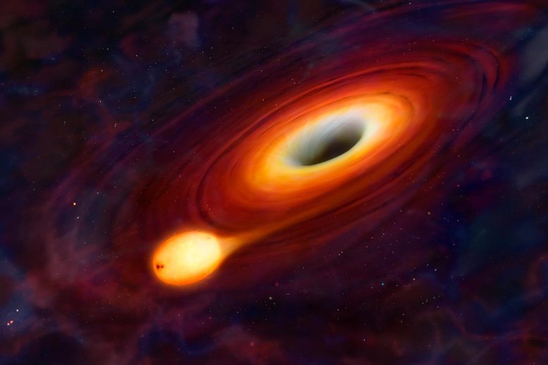 Un feroz agujero negro consume tres estrellas equivalentes a la Tierra en cada paso