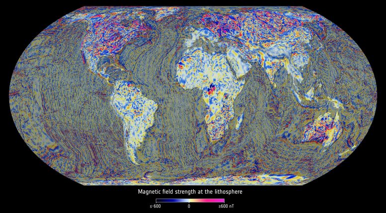 Strength of the magnetic field at Earth’s lithosphere