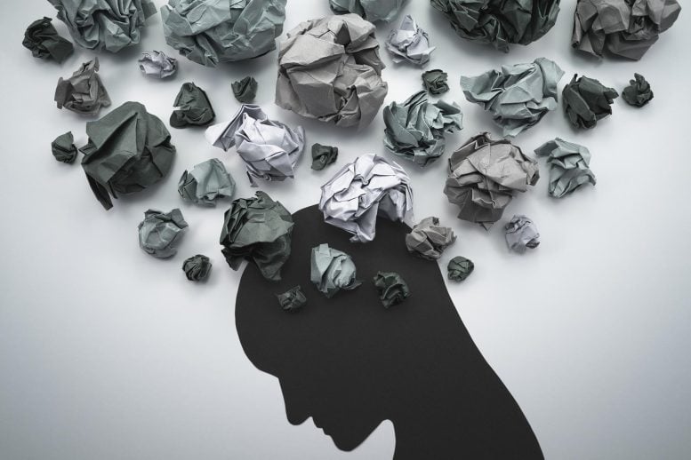 Stressed Person Silhouette Crumpled Paper