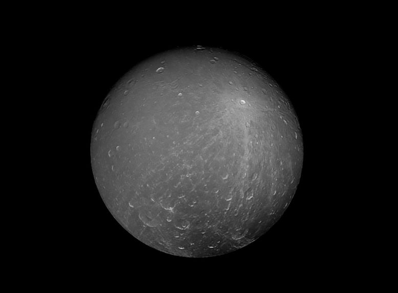 Striking View of Saturn’s Moon Dione