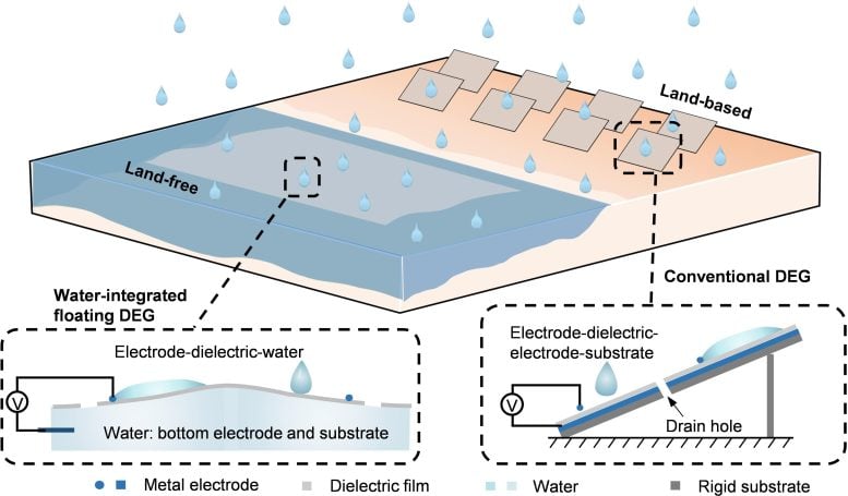 Structure Illustrations of the Floating and Land Based Droplet Electricity Generators