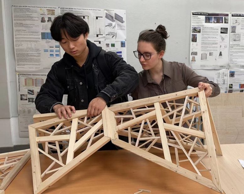 Students Making an Ice Ray Lattice Roof