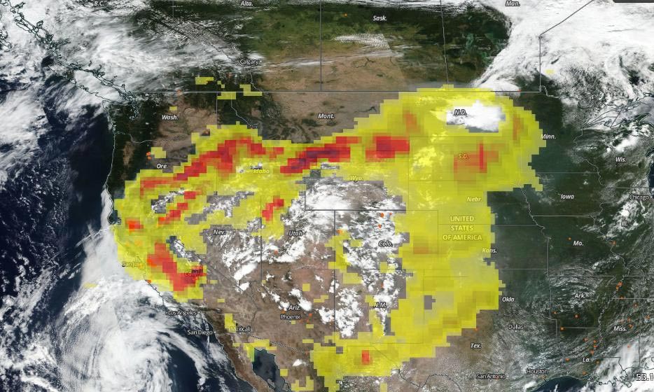 NASA's Terra Satellite Captures Smoky Pall Over California After  Unprecedented Lightning Strikes Ignite More Than 650 Wildfires