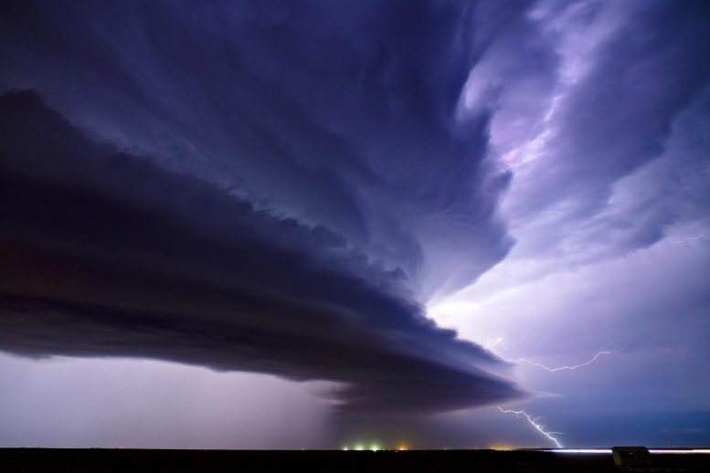 Supercell Storm With Lightning
