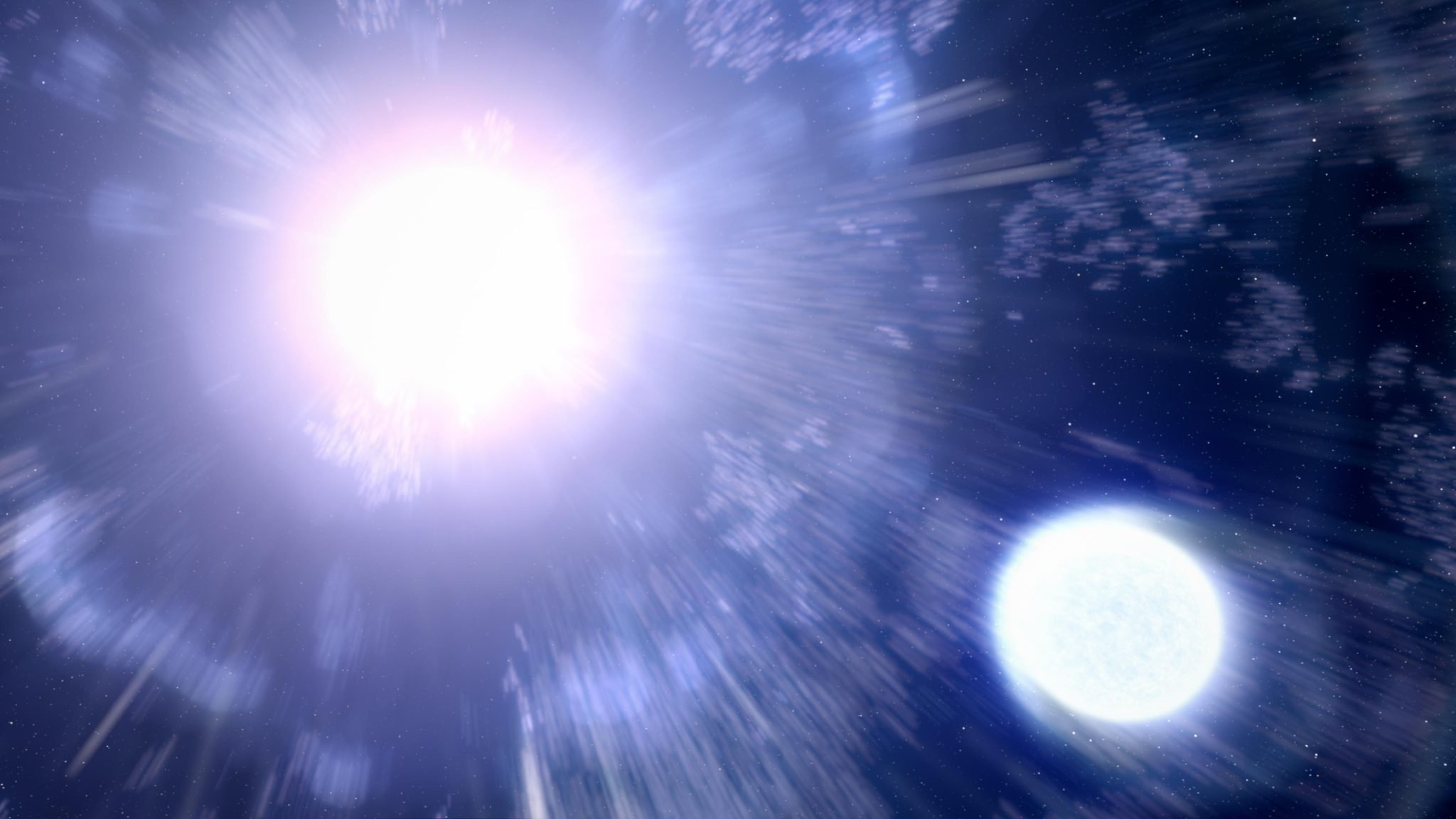 Supernovos ir likusios žvaigždės iliustracija