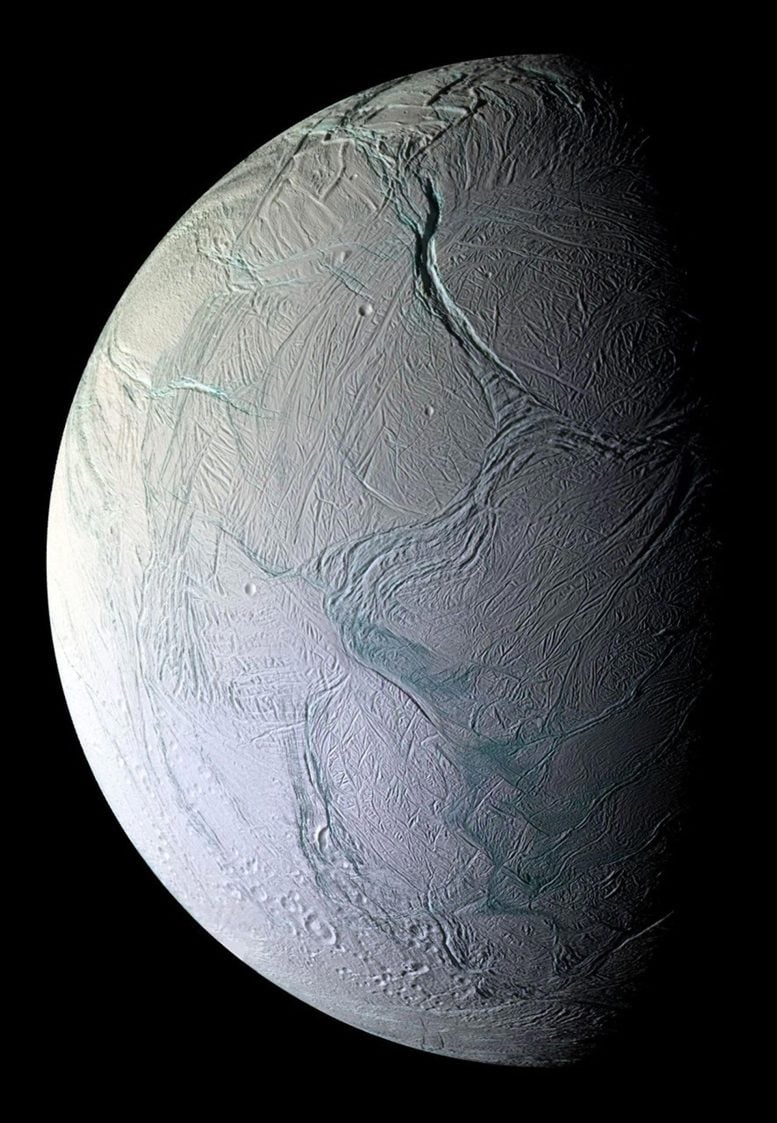Surface of Saturn’s Icy Moon Enceladus