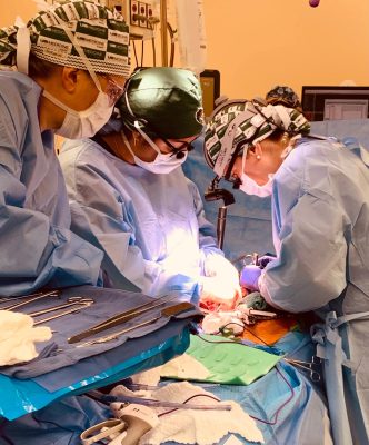 Surgical Team Prepares Abdomen for Transplant