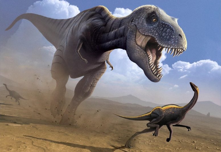 T. Rex Dinosaur Hunting Ornithomimus