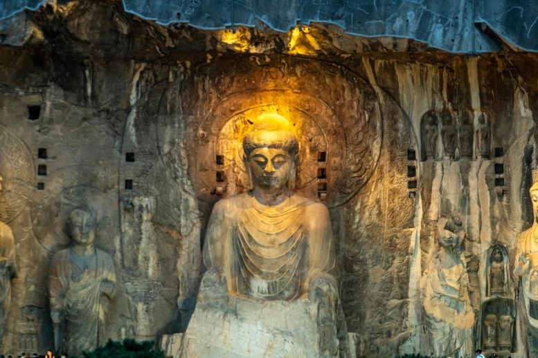 Tang Dynasty Vairocana Buddha Longmen Grottoes Crop