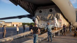 Technicians Offload NASA’s Europa Clipper Spacecraft