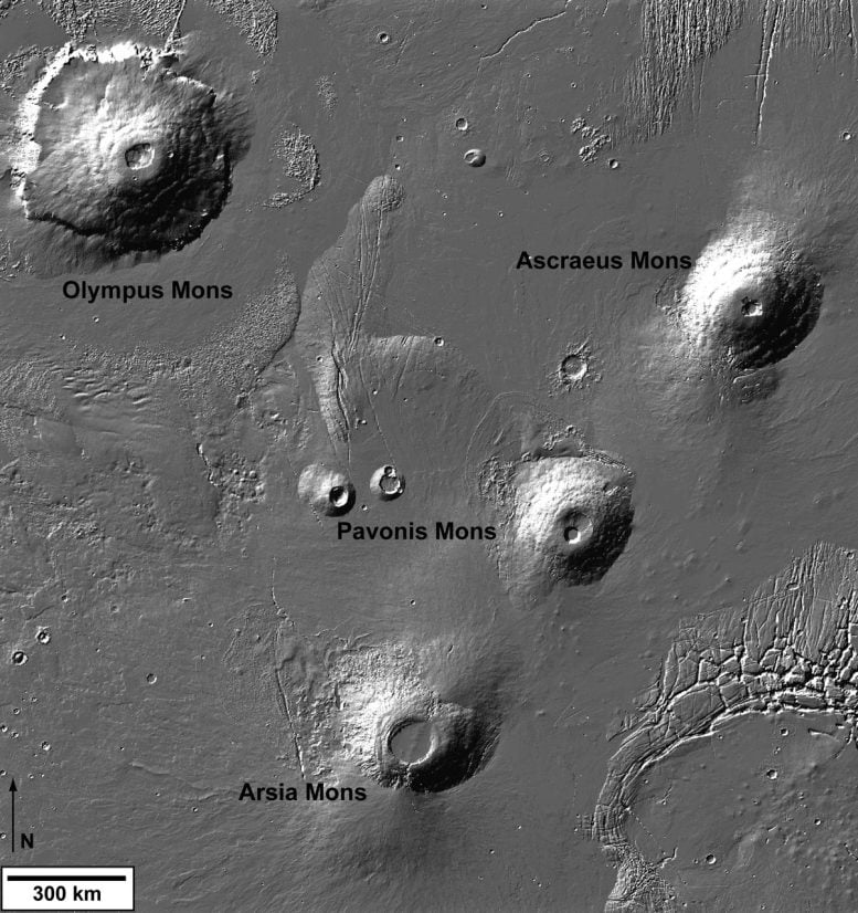 Tharsis Montes Trio e Olympus Mons