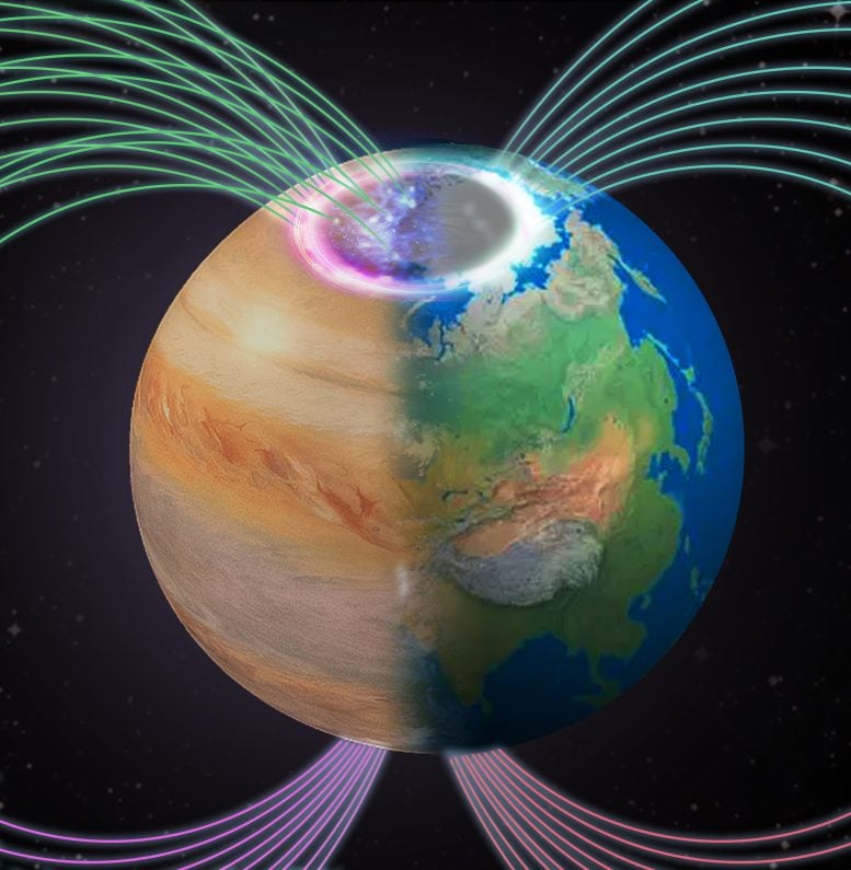 The Different Aurora Between Earth and Jupiter