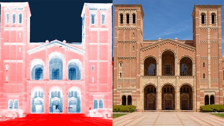 Obraz termowizyjny w podczerwieni UCLA Royce Hall