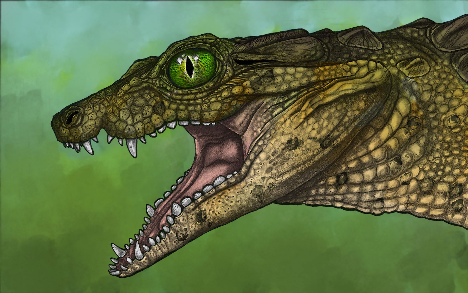 Reconstruction of Thikarisuchus xenodentes, ancient crocodyliform