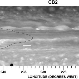 This figure examines a particularly strong jet stream and the eddies that drive it through the atmosphere of Saturn's northern hemisphere