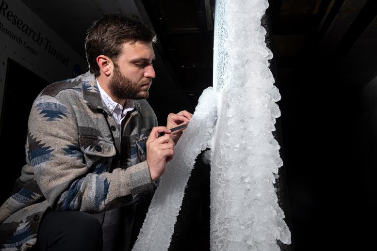 Thomas Ozoroski Takes Icing Accretion Measurements