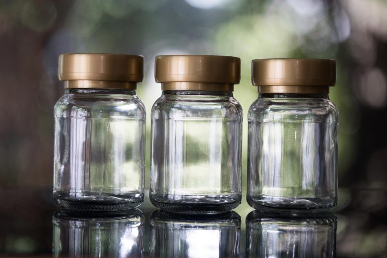 Three Clear Glass Jars Air Samples